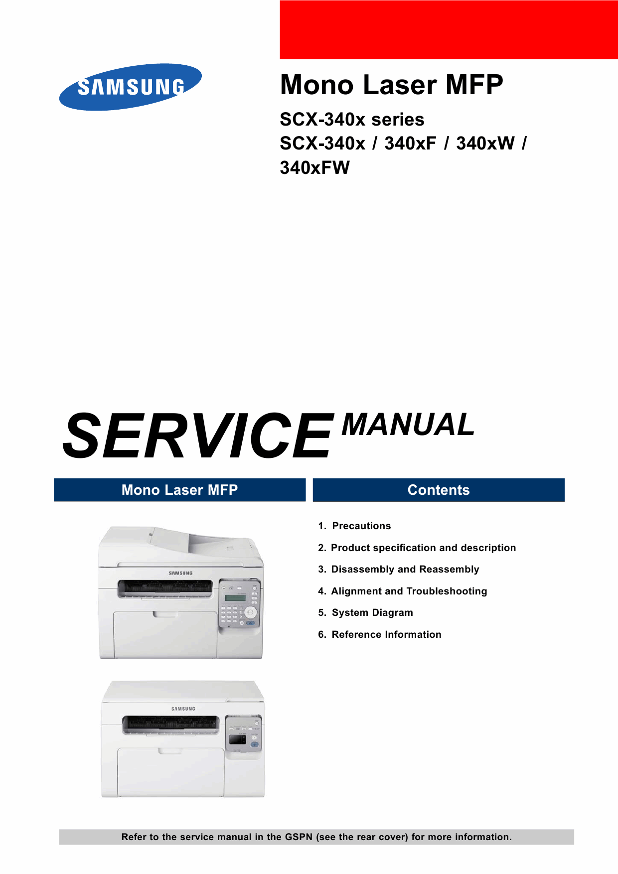 Samsung Mono-Laser-MFP SCX-3400 340x 340xF 340xW Service Manual-1